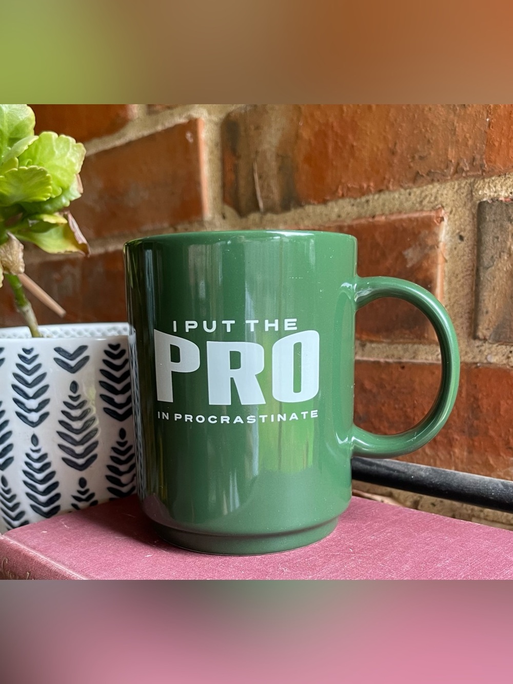 Room Essentials Green Ceramic Mug with White 'PRO' Typography 4.5” tall
